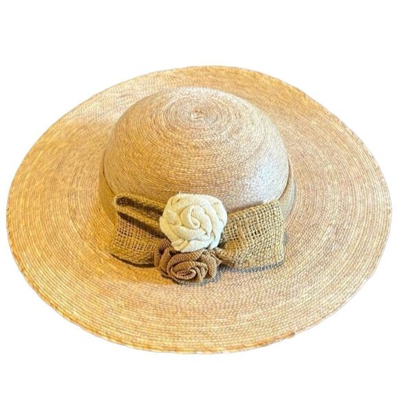 No Brand- Jute Summer Floppy Beach Hat with Flowers - Picture 7 of 7